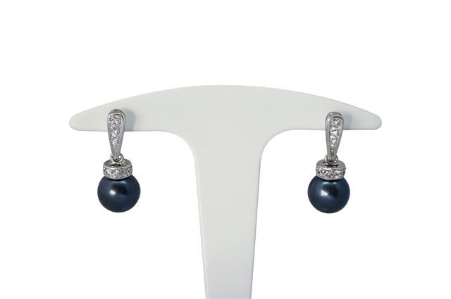 B.O. UIRA ARGENT 925 ZIRCONIA PERLE TAHITI DP/OV Ø9-10MM CAT A-B