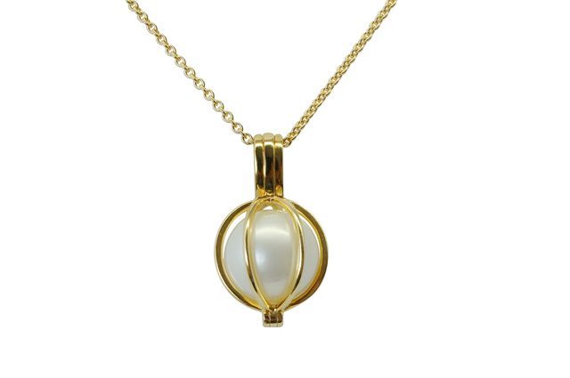 PEND. REBECCA OR 375 PERLE MERS DU SUD BLANCHE RSR Ø9-10MM CAT(GIA) AA
