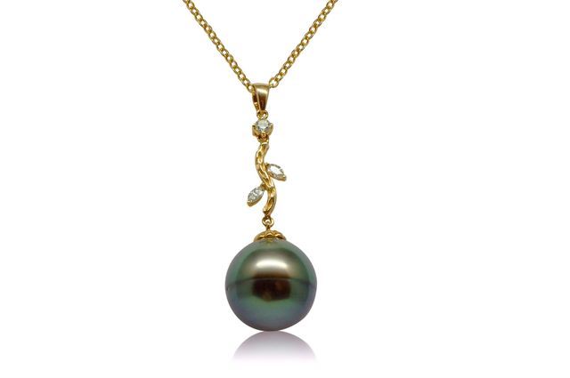 PEND. OROFARA OR 750 DIAMANT PERLE TAHITI RSR Ø14-14,5MM CAT A-B