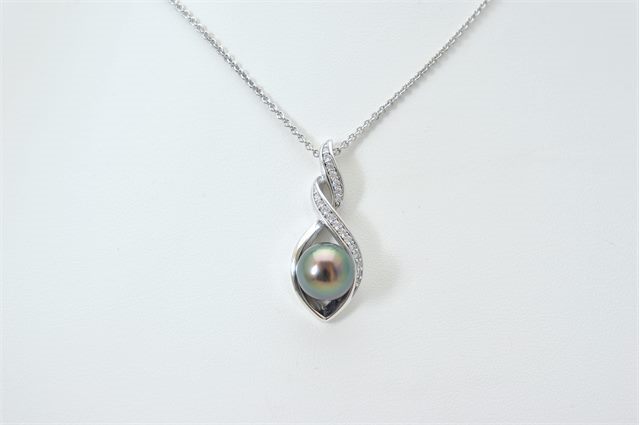 PEND. RIMATARA ARGENT 925 ZIRCONIA PERLE TAHITI RSR Ø10-11MM CAT A-B