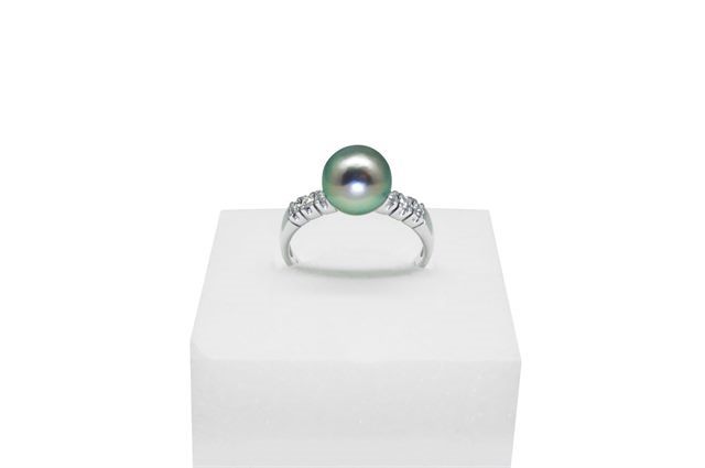 BAGUE BROOKE OR 750 DIAMANT PERLE TAHITI R Ø9-9,5MM CAT A
